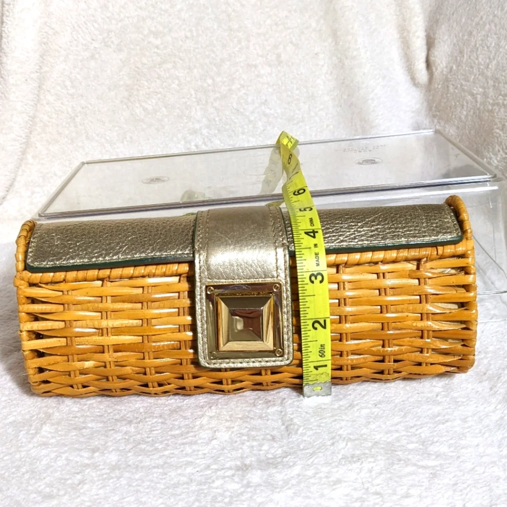 Women's MICHAEL Michael‎ Kors unique wicker and gold leather clutch